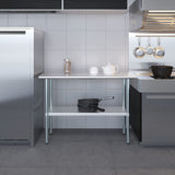 AmGood 18 in. x 48 in. Stainless Steel Work Table | Metal Kitchen Food Prep Table | NSF