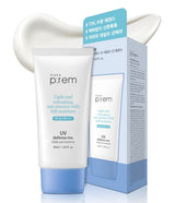 MAKEPREM UVA UVB Defense Me Daily Sun Essence VEGAN Makeup Sunscreen Gel SPF 50+ PA++++ 1.69 Fl Oz Reef-Safe Moisture Sunblock Strong UV Blue Ray Broad Protection Dry Oily Sensitive Acne-Prone Skin