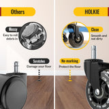 HOLKIE Office Chair Wheels Roller Blade Caster Rubber Replacement for Office 11x22mm Transparent 3 Inch, Desk Rolling Set of 5 for Hardwood Floors Gaming Chair Wheels Smooth & Silence Gliding