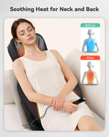 Snailax Shiatsu Neck and Back Massager with Heat, Upgraded Massage Chiar Pad with Compression, Vibration, Chair Seat Massager for Home, Office, Gifts for Men, Women
