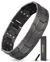 Fashtour 3X Copper Bracelet for Men Triple Ultra Strength Magnets, Masculine Design Pure Copper Magnetic Bracelet, Adjustable Length with Sizing Tool (Black)