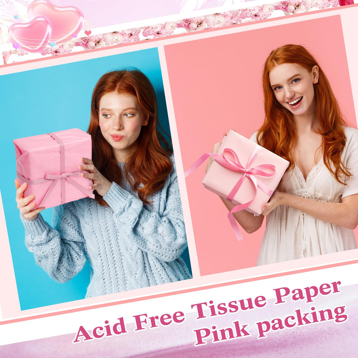 Qilery 500 Sheets Pink Tissue Paper Bulk for Gift Bags 15 x 20 Inch Acid Free Halloween Packaging Wrapping Decoupage Paper Sheets for Christmas Wedding Decoration DIY Flowers, Pom Poms Crafts Supplies