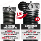 KaiMinDogz Pair of 2" Garage Door Torsion Springs Set with Non-Slip Winding Bar & Gloves,High Precision Electrophoresis Black Coated, for Replacement & Installation, MIN 16,000 Cycles (0.243x2"x41")