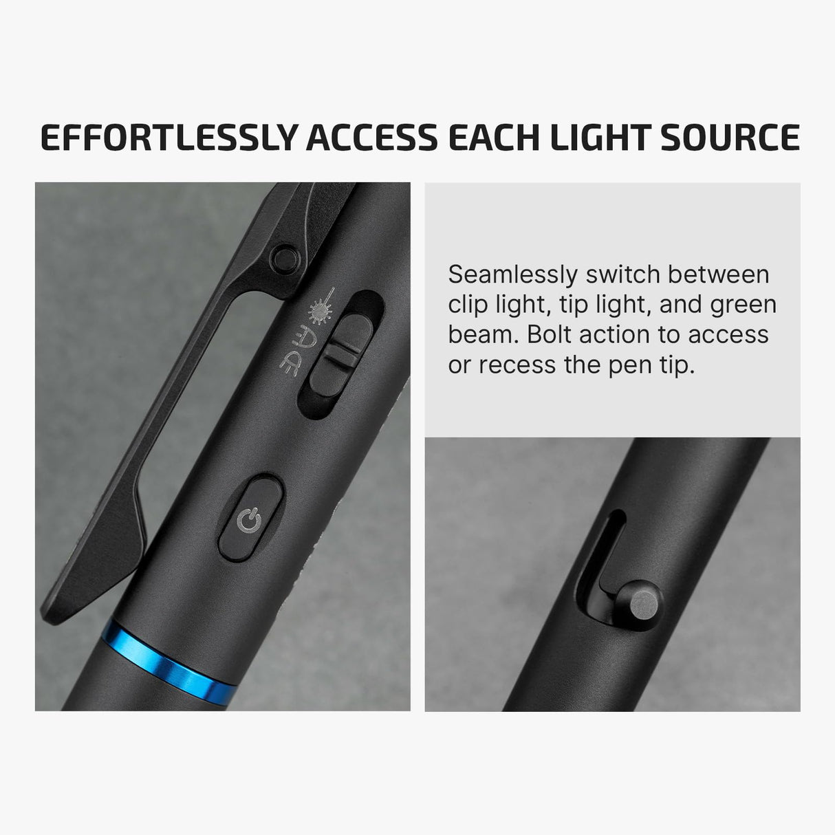 OLIGHT O'Pen 3 EDC Pen Light, 120 Lumens LED Flashlight with Green Beam, 4-in-1 Bolt Action Pen with Nib & Clip Light, USB-C Rechargeable for Writing, Presentation, Inspection and Outdoor (Black)