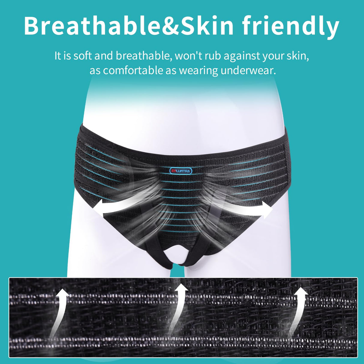ENLUNTRA Hernia Belts for Men， Adjustable Inguinal Hernia Support Belt for Men & Women with 4 Compression Pads，Hernia Support Truss for Single/Double Inguinal （black-M）