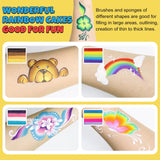 Drawdart Professional Face Painting Kit for Kids & Adults, Split Cake Face Paint Palette 12 x 10gm with Stencil, One Stroke Non Toxic Rainbow Body Paint Set for Halloween & Christmas Makeup