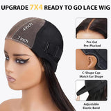 Ecibeny Glueless Wigs Human Hair Pre Plucked Pre Cut 7x4 Straight Lace Front Wigs Human Hair Closure Wigs Human Hair 180% Density Lace Front Wigs for Women 24 inch