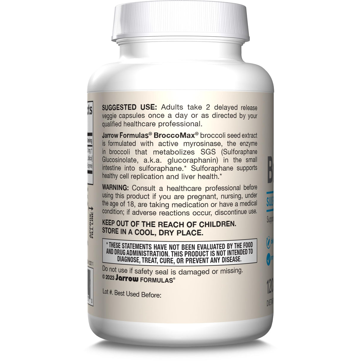 Jarrow Formulas BroccoMax Sulforaphane Generator 35 mg With Sulforaphane Glucosinolate and Myrosinase, Dietary Supplement for Liver Health Support, 120 Delayed Release Veggie Capsules, 60 Day Supply