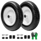 Parts Camp Wheelbarrow Tires,3.50-8" Flat-free Solid Tire and Wheel,Universal Fit 14.5" Wheelbarrow Tire For Garden Carts/Wheelbarrows/Trolley Dolly With 5/8" Axle Bore Hole,3" Centered Hub(2 Pack)