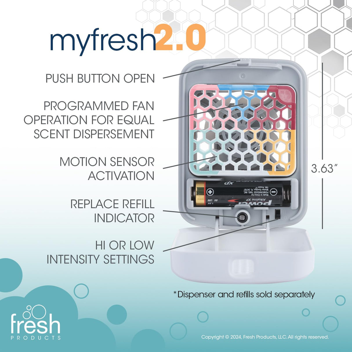 Fresh Products myfresh 2.0 Personal Air Freshener with Dry Fragrance Technology for Small Spaces Compact Design Motion Sensor Battery Included Variety Pack 6 pk