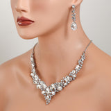BriLove Women's Wedding Statement Necklace Dangle Earring Jewelry Clear