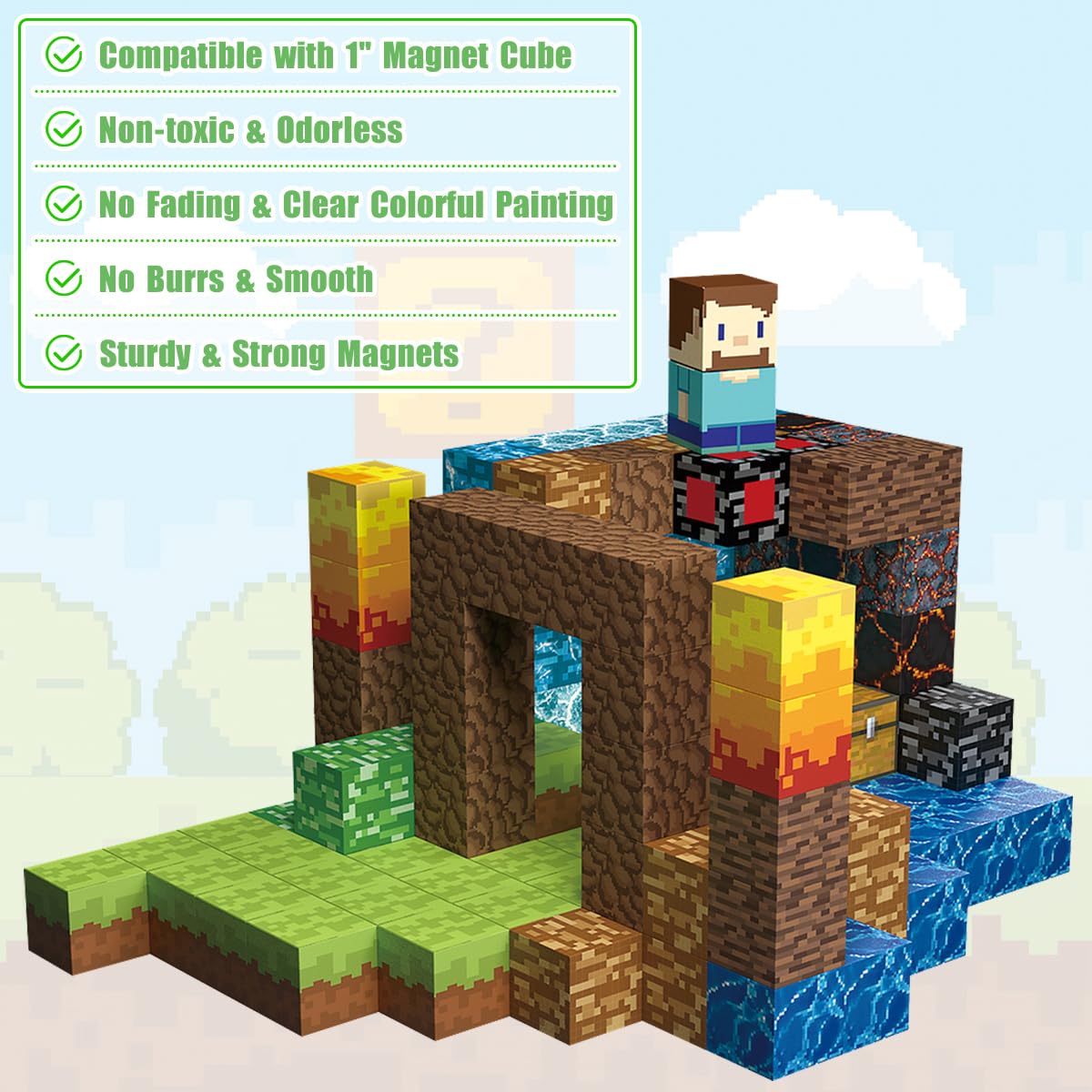 AIDYVOI 160 PCS Magnetic Blocks Building Toys, Build 3D Magnetic Building Blocks Set for Kids Ages 3+, Magnet Blocks STEM Sensory Educational Christmas Birthday Gifts Construction Toys