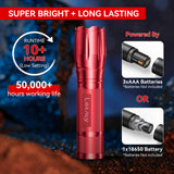 LETMY Tactical Flashlight S2000-2 Pack Bright Military Grade LED Flashlights High Lumens - Portable Handheld Flash Light, 5 Modes Zoomable Waterproof Flashlights for Home Emergency Camping- Pink