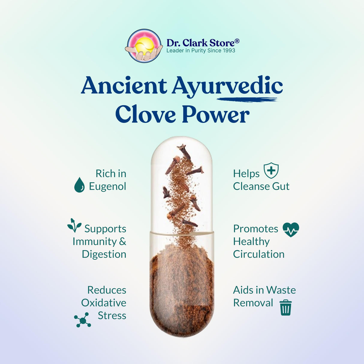 Dr Clark Cloves Healthcare Supplement - Natural Digestive Health, 500 mg, 100 Pure Gelatin Capsules