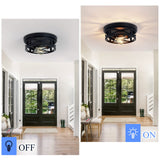 SKEJAO Flush Mount Ceiling Light Fixture,Black 2-Light Hallway Light Fixtures Ceiling,Light Fixtures Ceiling Mount for Farmhouse,Kitchen,Hall,Bedroom,Bathroom (2 Pack)