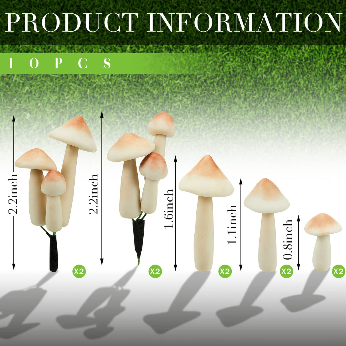 Taiyin 10 Pcs Luminous Mushroom Miniature Garden Mushrooms Outdoor Decor Waterproof Glow in The Dark Yard Decor for Fairy Outdoor Garden Micro Landscape Terrarium Christmas Tree
