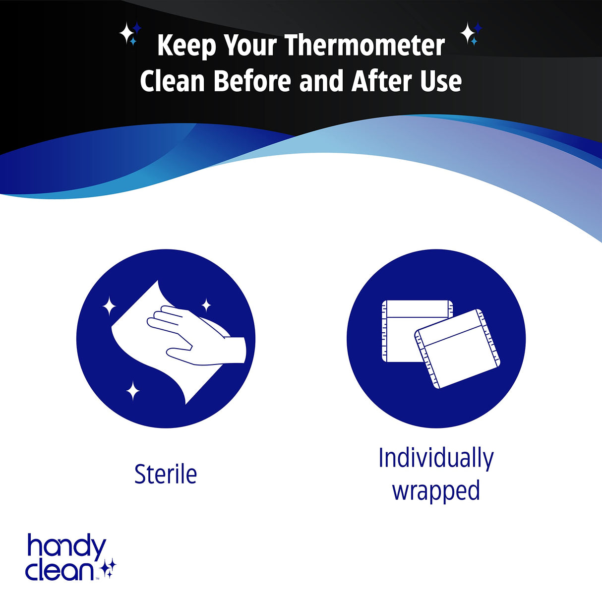 HandyClean Thermometer Cleaning Wipes, 70% Isopropyl Alcohol, Wipes for Probe Thermometer, 1000 ct of 2 x 1 inches Individually Wrapped Wipes
