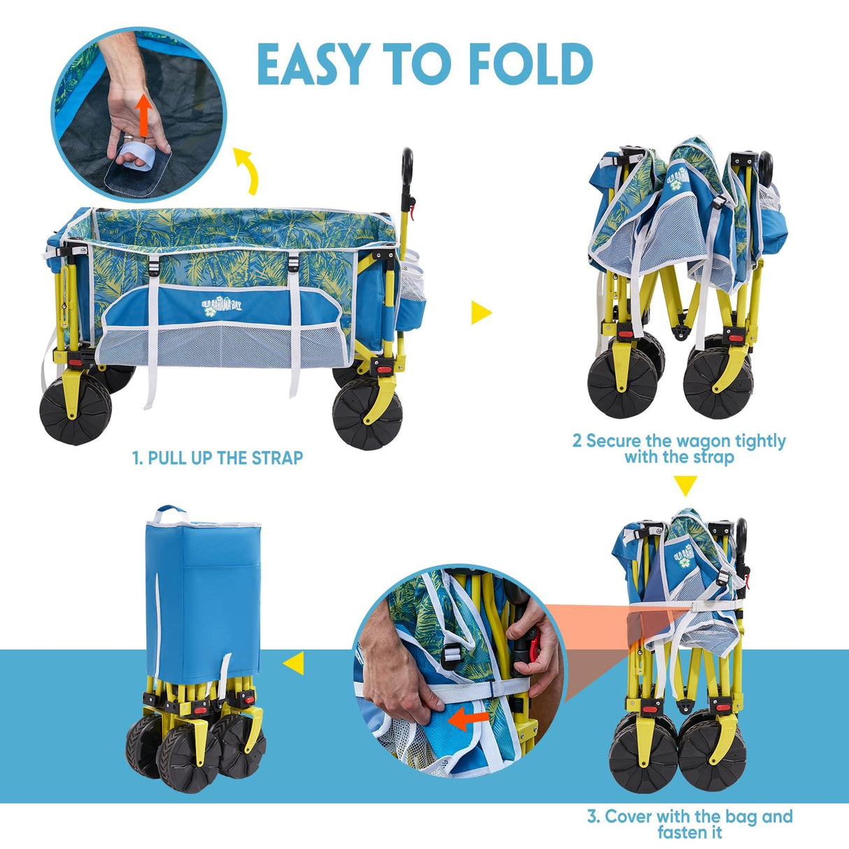 Beach Wagon with Big Wheels for Sand, Flip-Out Tailgate, 330 lb Capacity