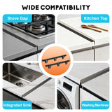 Stove Gap Covers - 2 Pack Stainless Steel Stove Gap Filler, Heat Resistant Oven Gap Filler - Length 23.4" Width 0.79", Spring Clip Design Non-Slip Stove Guard Between Stove Top & Counter - Black