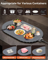 Warming Mat for Food with Heat-Resistant Pad(24"x15"),Electric Heating Pad for Food,Roll Up Silicone Warmer Mat for Party Buffet,Christmas House Warming Gift for Home Hosting Daily Use(Gray)