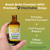 Choline Liquid Drops Supplement – Vegan, Gluten-Free, GMO-Free, Easy Absorption Formula – With Essential Nutrients for Brain Health and Vitality – Complements Inositol Supplements (Mixed Berry, 60 mL)