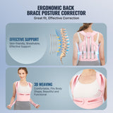 Fit Geno Back Brace and Adjustable Posture Corrector And Trainer for Women and Men, Back Straightener, Scoliosis and Hunchback Correction, Back Pain, Spine Support, Pink, Medium (Waist 25-33 Inch)