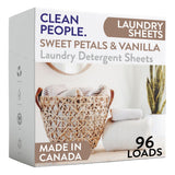 The Clean People Laundry Detergent Sheets - Laundry Soap - Ultra Concentrated, Recyclable Packaging, Stain Fighting - Sweet Petals & Vanilla, 96 Pack