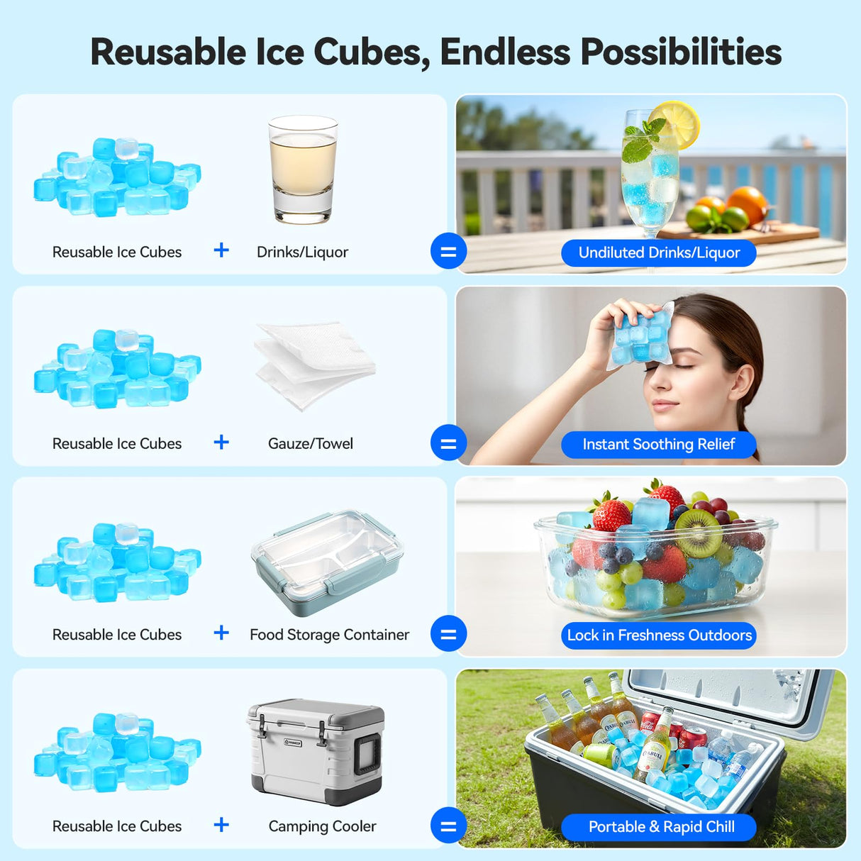 Nilpferd 360 Pack Reusable Ice Cubes for Drinks, BPA-Free Ice Packs for Lunch Boxes, Coolers, Refreezable Plastic Ice Cubes Without Diluting Drinks for Party Hosts & Outdoor Ice Baths Enthusiasts