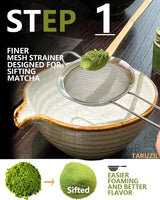 Taruzil Matcha Whisk Set with Matcha Bowl, Matcha Bamboo Whisk, Scoop, Sifter, Matcha Whisk Holder Unique Gifts for Women Men Girl Friend Home Kitchen Decor Gifts for Christmas, Birthday,Halloween