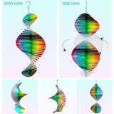 Aoedelyart Wind Spinner Rainbow Wave Wind Spinners for Yard and Garden,15in Hanging Kinetic Yard Art Wind Sculpture,3D Wind Spinners Outdoor & Indoor Rainbow Helix Garden Decor Christmas Ornaments