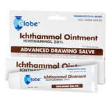 GLOBE Ichthammol Ointment 20% (Drawing Salve) 1 OZ - Soothing Skin Relief, Treatment of Eczema, Acne, Boils, Splinters, Bee Stings - Maximum Strength