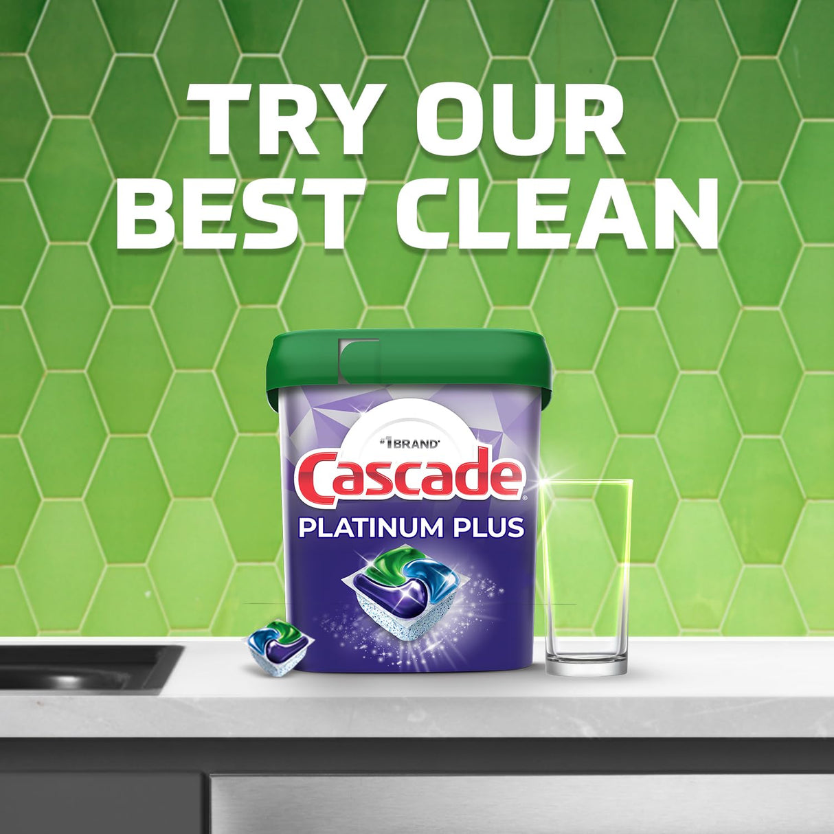 Cascade Platinum Dishwasher Pods, Dishwasher Detergent, Actionpacs, Fresh, 62 Count