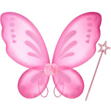 Sratte Fairy Princess Butterfly Wings Girls Kids Butterfly Costumes Set Star Wands Adults Christmas Birthday Party(Pink)