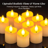 PChero Rechargeable Flameless Candles with Remote Timer & Charging Base, 12 Pack Votive Candles Battery Operated Tea Lights Flickering, LED Tealights for Home Wedding Halloween Fall Christmas Decor