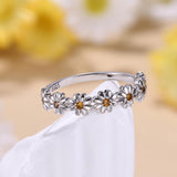 MILACOLATO 925 Sterling Silver Rings for Women Dainty CZ Daisy Flower Ring