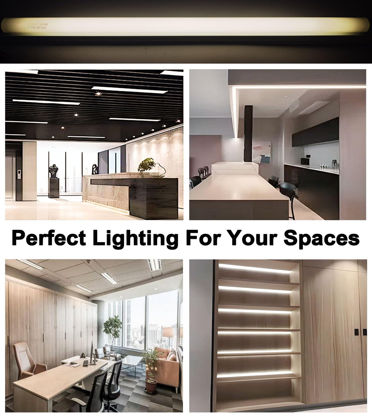 Konideke 25 Pack F32T8/841 Fluorescent Tube 48 Inch, T8 Fluorescent Light Bulb 4 Foot 32 Watt 4100K Cool White 2600 Lumens G13 Base