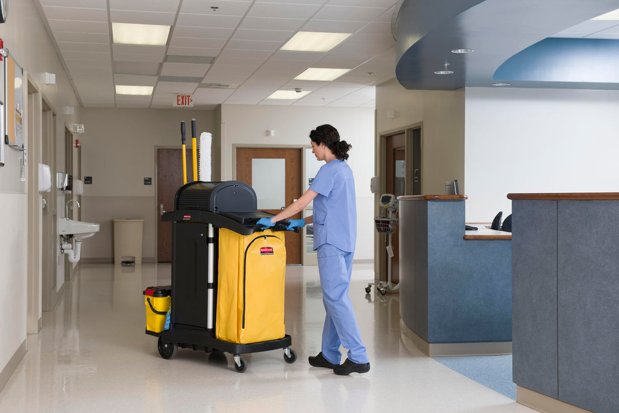 Rubbermaid Commercial High Capacity Vinyl Janitorial Cleaning Cart Bag Waste/Trash/Laundry/Linen Collection for Restraurant/Café/Office/School/Motel/Facility 34 Gallon Yellow