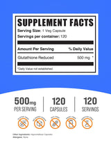 BulkSupplements.com Glutathione Reduced Capsules - Glutathione Supplement - Gluten Free, 1 Capsule Per Serving, 120 Capsules (Pack of 1)