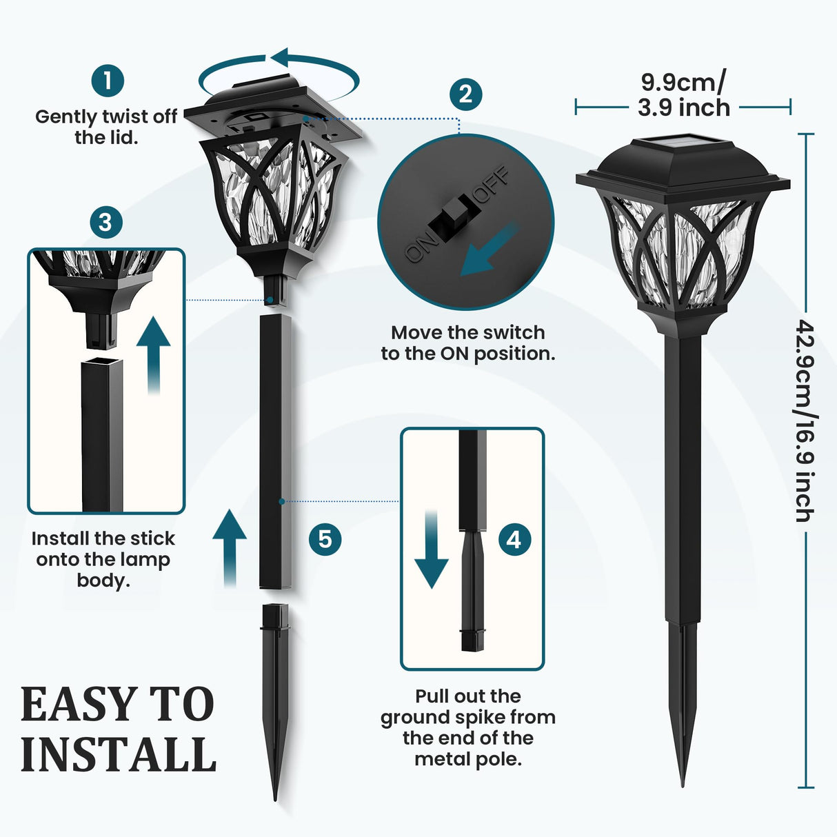 GIGALUMI 8 Pack Solar Lights Outdoor Waterproof, LED Solar Garden Lights, Outdoor Decorations, Garden Decor for Yard, Patio, Landscape, Planter, Walkway (Cold White)