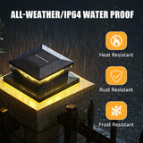 Solar Post Cap Lights 12 Pack, Fence Post Solar Lights, Warm White/Cool White Lighting, Black Waterproof Outdoor Post Lights for Garden Patio Porch, 4x4, 5x5 or 6x6 Vinyl/Wooden Posts