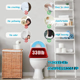 Potty Training Seat Built-in Toilet Seat, Round Toilet Seat 16.5inch with Baby Seat 2 in 1 Soft Close Quiet No Slapping, Magnetic Absorption, Easy Installation for Bottom Fixing Toilet，White and Blue