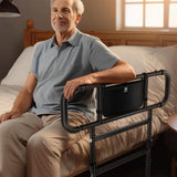 FORTEMOTUS Bed Rails for Elderly Adults Safety Foldable - Heavy Duty Bed Assist Rails for Senior, with Extendable Bed Guard Rails, Adjustable Heights, Storage Pocket& Safety Belt, can Withstand 450LB