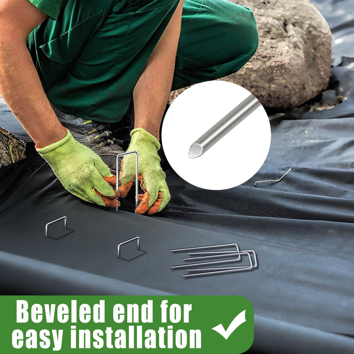 houya 500 PCS Landscape Staples 6 Inch Galvanized Garden Stakes Garden Staples Pins Anti-Rust Ground Stakes for Weed Barrier, Irrigation Hose, Yard Lawn SOD, Landscape Fabric, Decor 6"L x1.2"W 500pcs