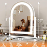 Gvnkvn Lighted Makeup Mirror, Hollywood Vanity Mirror with Lights, Three Color Lighting Modes, and Detachable 10X Magnification Mirror, Smart Touch Control, 360°Rotation (15.2in White)