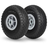 10x3.00-4 Flat Free Tire, 10" Heavy Duty Replacement Tire and Wheel Assemblies, Compatible Cosco Hand Trucks and Trolley Carts, 5/8" Axle Bore Hole, 2.2" Offset Hub, 2-Pack