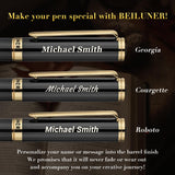 BEILUNER Black Personalized Pen,Stunning Luxury Lacquer With 24K Gold,Schneider Ink Refills,Multiple Fonts To Custom Rollerball,Gift Pen For Men & Women,Executive,Graduation,Christmas,Nice Pens
