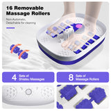 Collapsible Foot Spa Bath with Heat, Remote Control, Temperature Control, Bubbles, Pumice Stone, Red Light, Timer, 16 Massage Roller Pedicure Foot Spa for Relaxation and Stress Relief, Purple