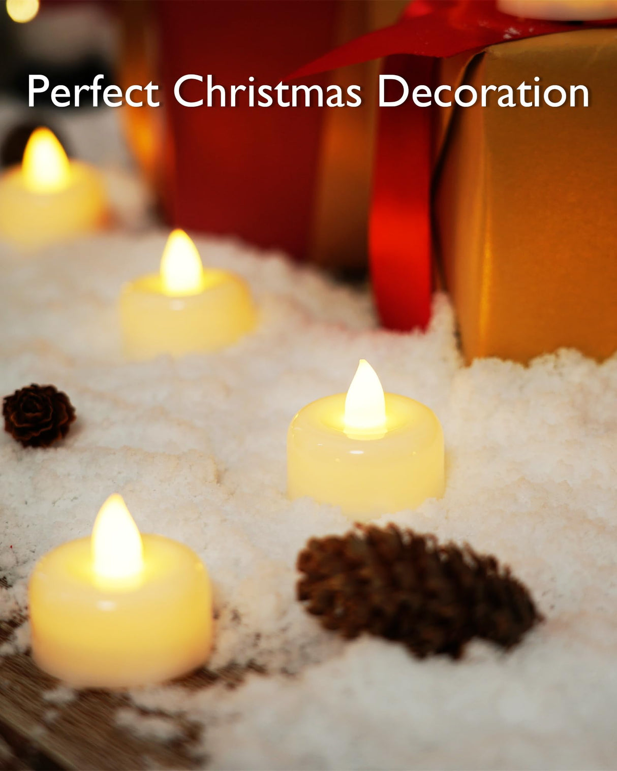 Raycare 100Pack Battery Operated Tea Lights Candles, Long Lasting Fake Candles, Flameless LED Tea Lights, Electric Candle for Wedding, Centerpieces, Home Decor, Halloween, Christmas