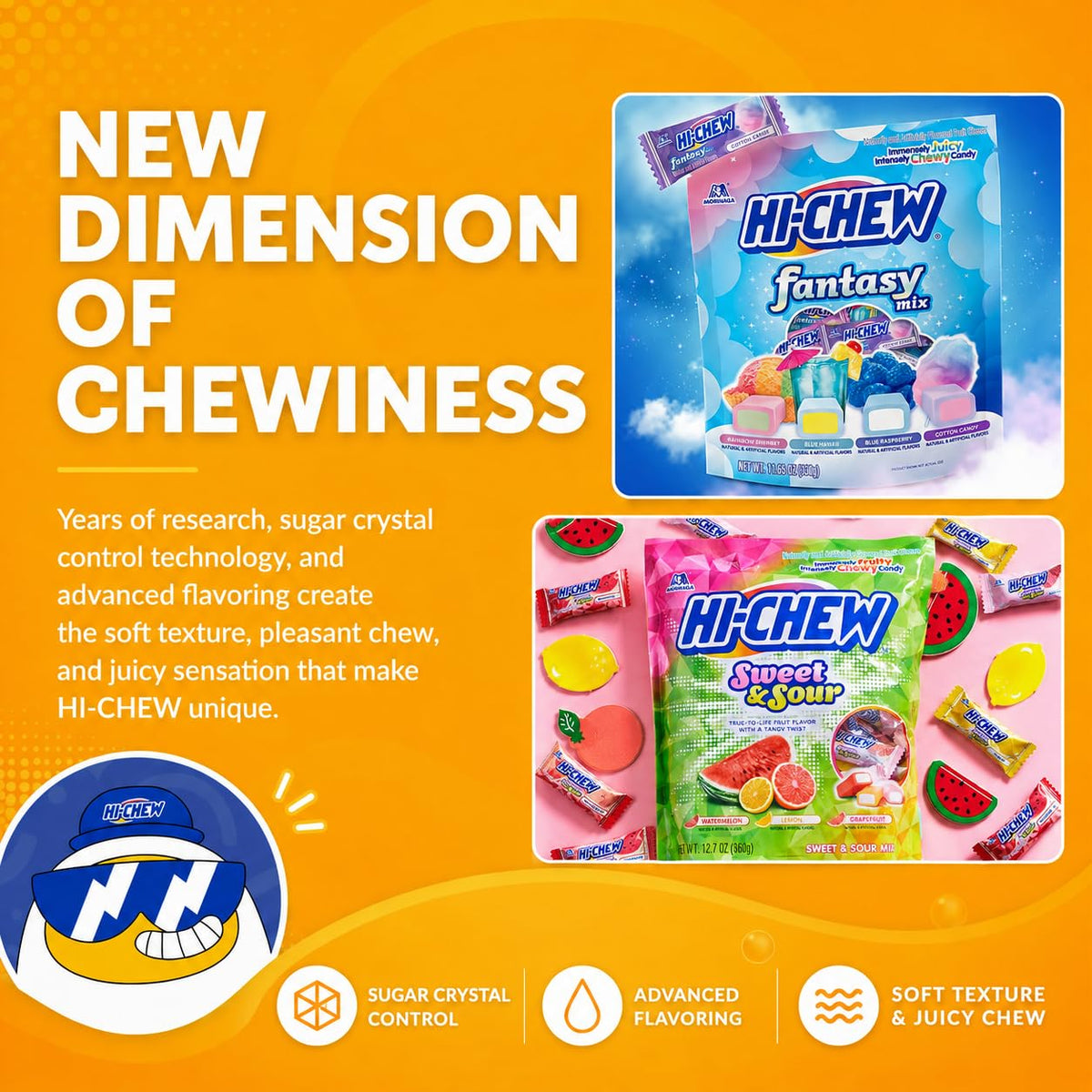HI-CHEW Variety Mix, Pack of 6 Bags - 17 Flavor Assort Sweet and Sour Chewy Candy, Unique Fun Soft - Immensely Juicy Fruity Candy Flavors - Individually Wrapped Halloween Candy