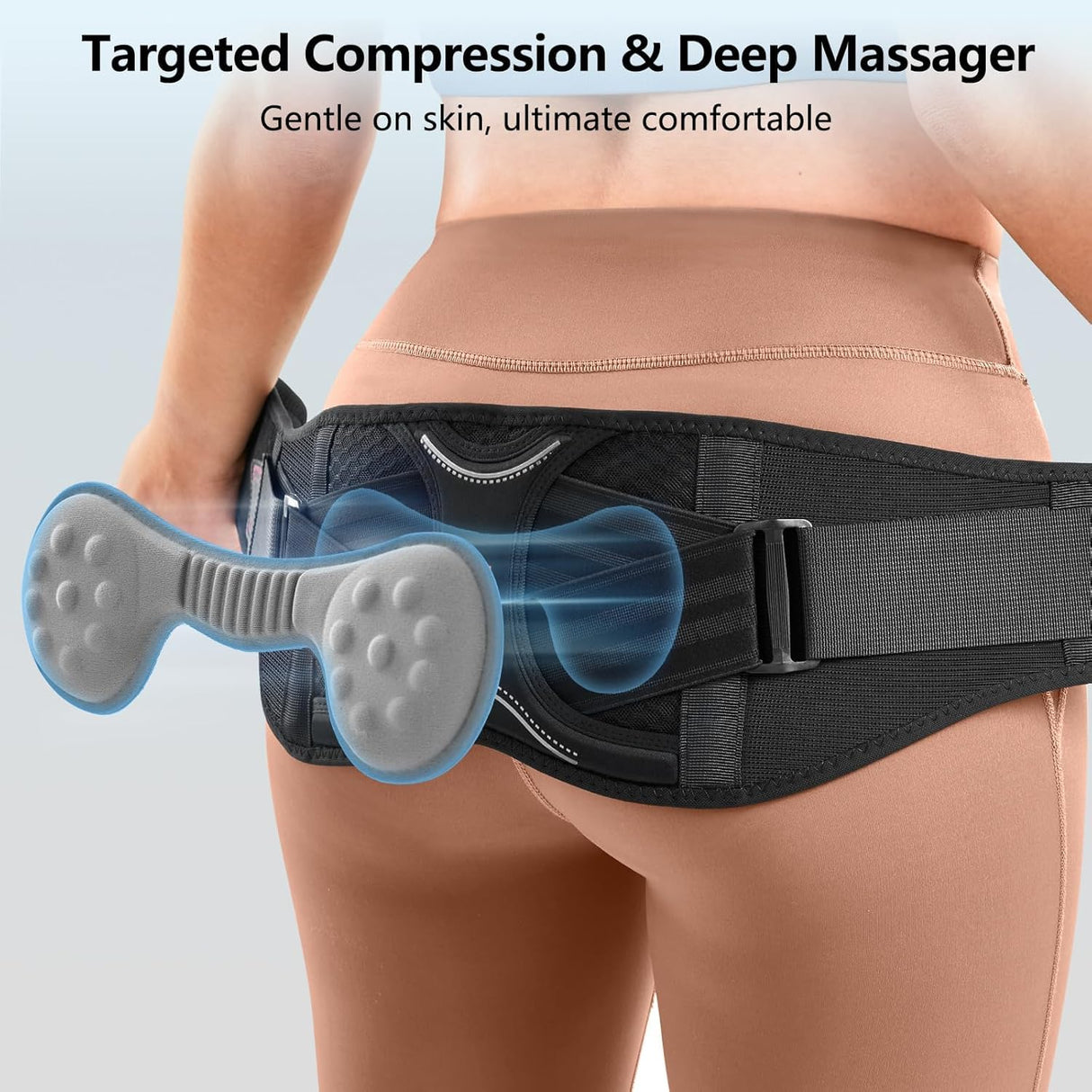 SueStar Sacroiliac Belt with Removable 3D Massage Pad, Hip Brace for SI Joints Pain, Lower Back Pain and Sciatica Nerve Relief, Anti-slip Si Joint Belt for Women,Gery.XL